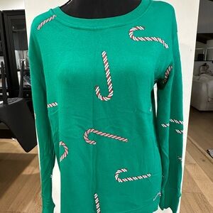 Festive Green Candy Cane Sweater